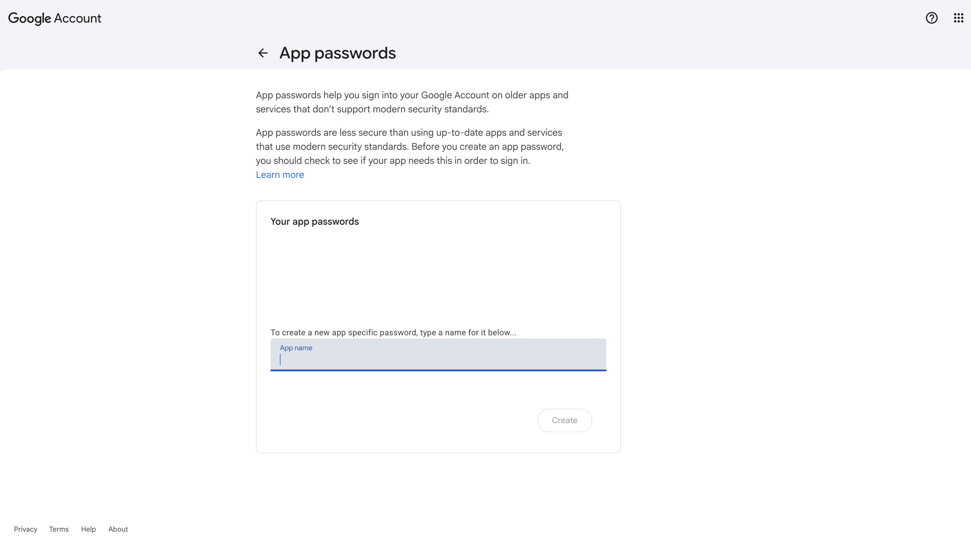 Create App Password
