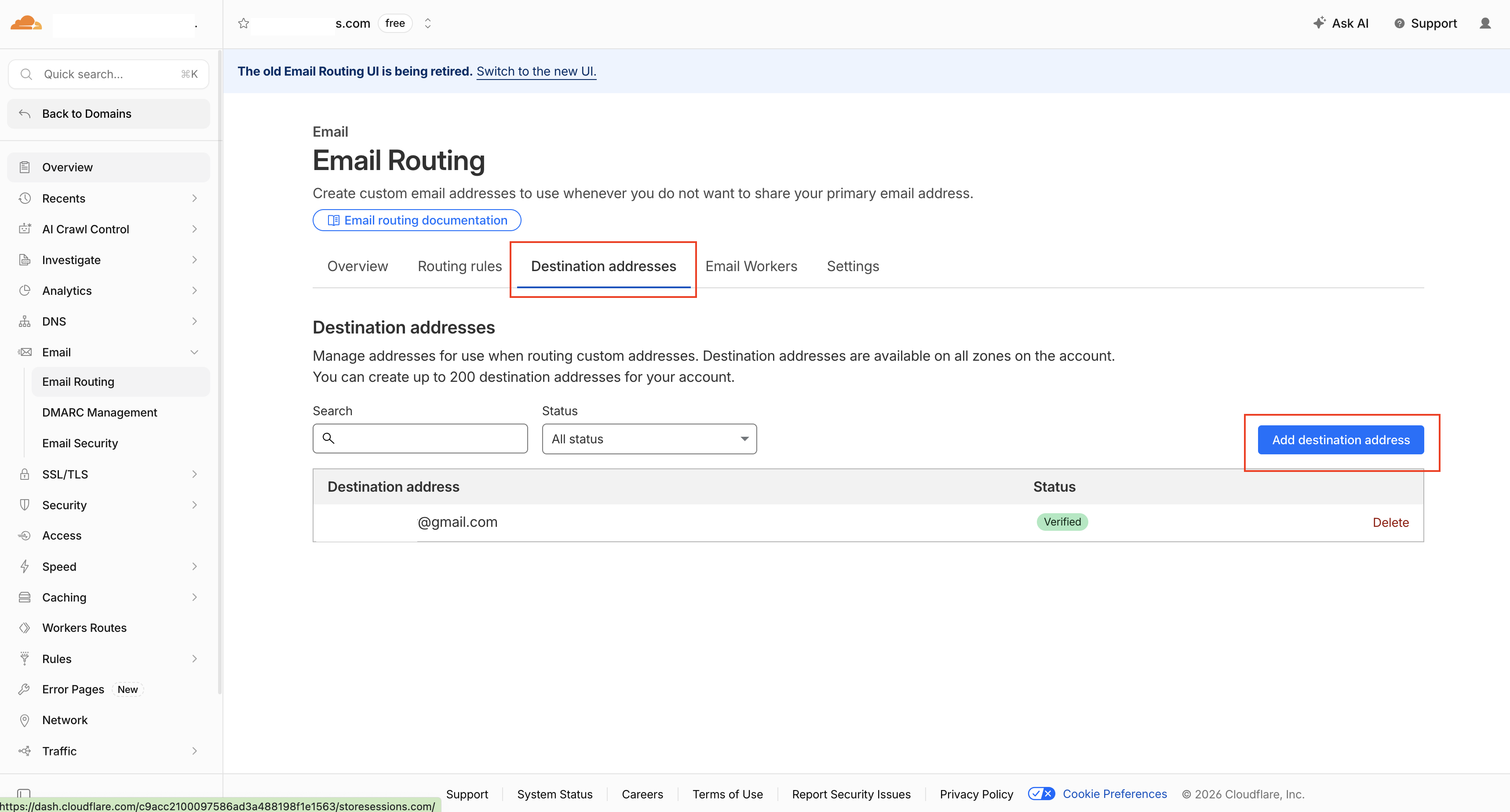 Add Destination Address